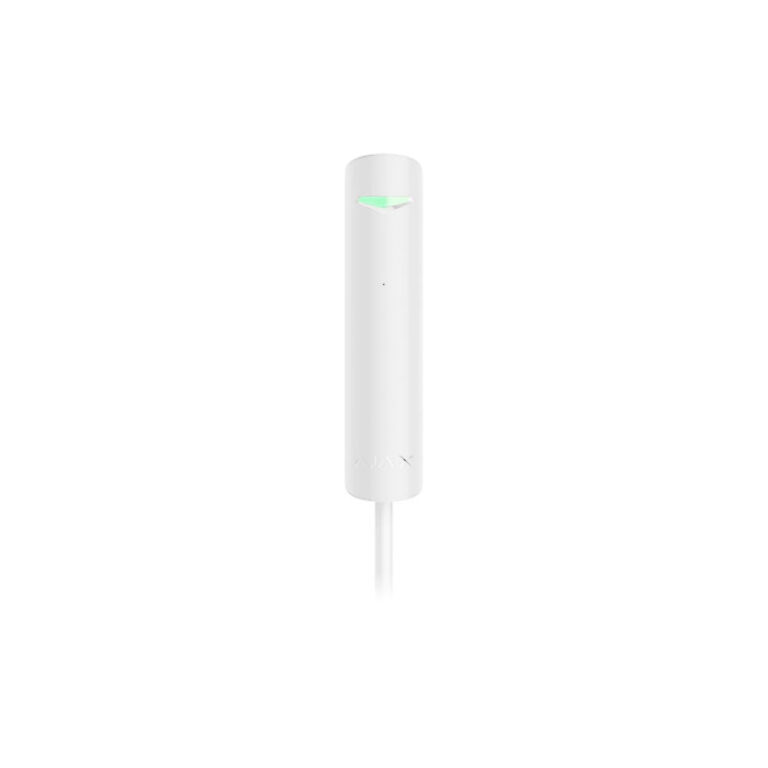 Detector de geam spart Ajax GlassProtect Fibra WH, 9 m, 180 grade, contact NC, alb