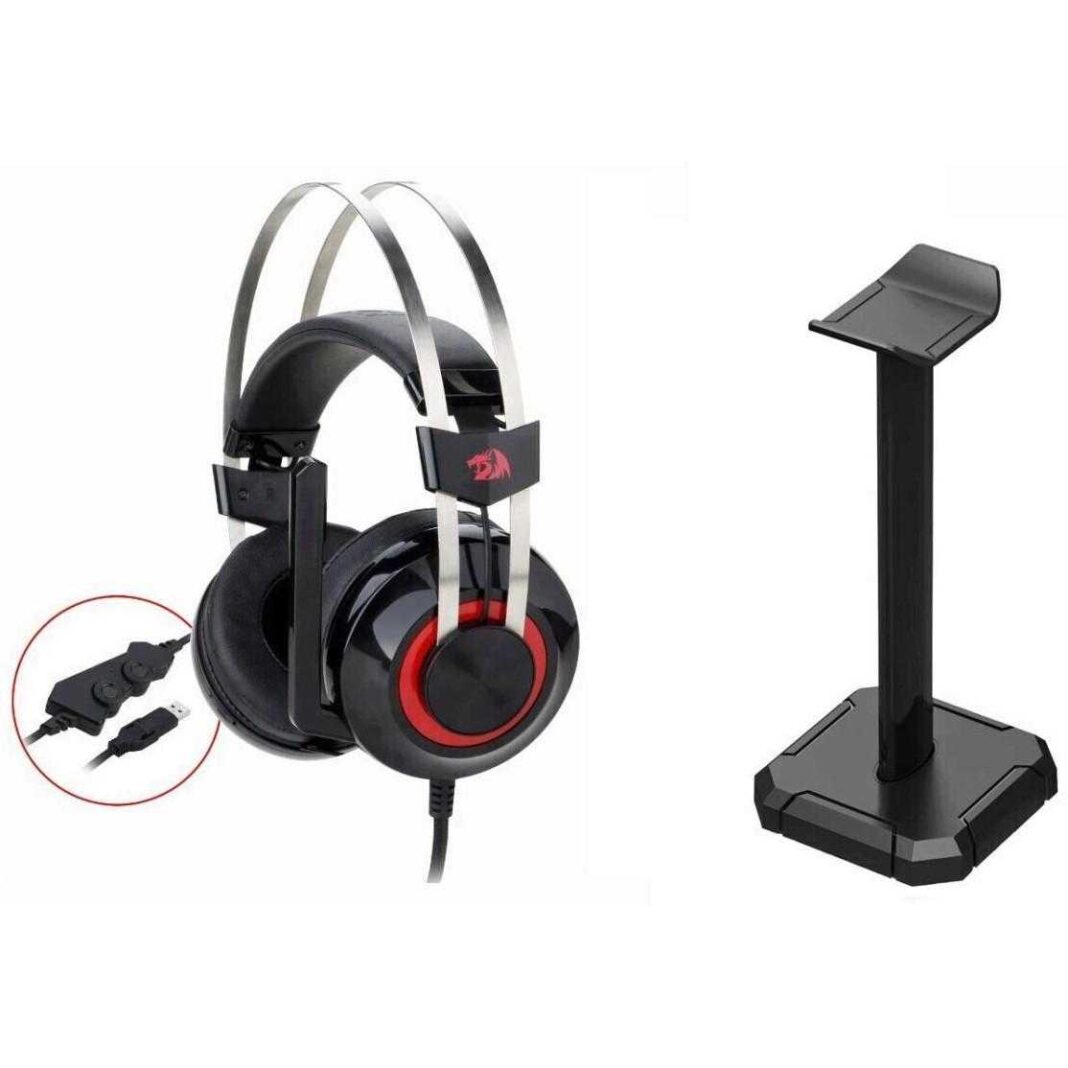 Casti gaming cu microfon Redragon Talos cu suport, Negru