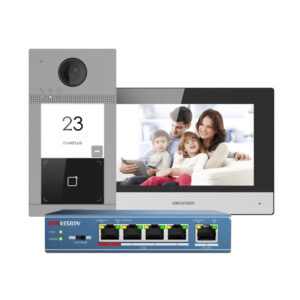 Kit videointerfon WiFi Hikvision DS-KIS604-S(C), 2 MP, 7 inch, Mifare, 2.4 GHz, 1 familie, aparent, PoE Kit videointerfon WiFi Hikvision DS-KIS604-S(C), 2 MP, 7 inch, Mifare, 2.4 GHz, 1 familie, aparent, PoE