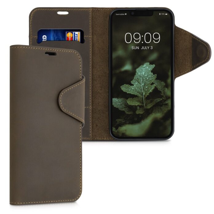 Husa pentru Apple iPhone 13, Piele naturala, Maro, 56776.05, kalibri