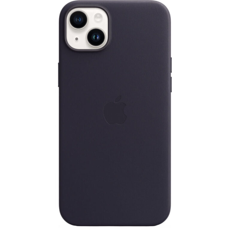 Husa de protectie Apple Leather Case with MagSafe pentru iPhone 14 Plus, Ink