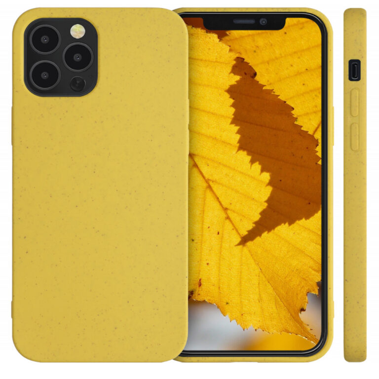 Husa pentru Apple iPhone 12/iPhone 12 Pro, Fibre vegetale, Galben, 52738.06