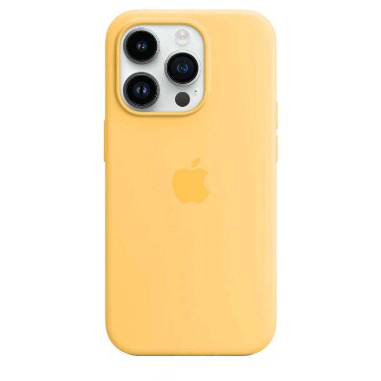 Husa de protectie Apple Silicone Case with MagSafe pentru iPhone 14 Pro, Sunglow