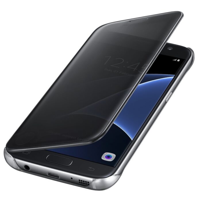 Husa Clear View Cover Samsung pentru Galaxy S7, Auriu