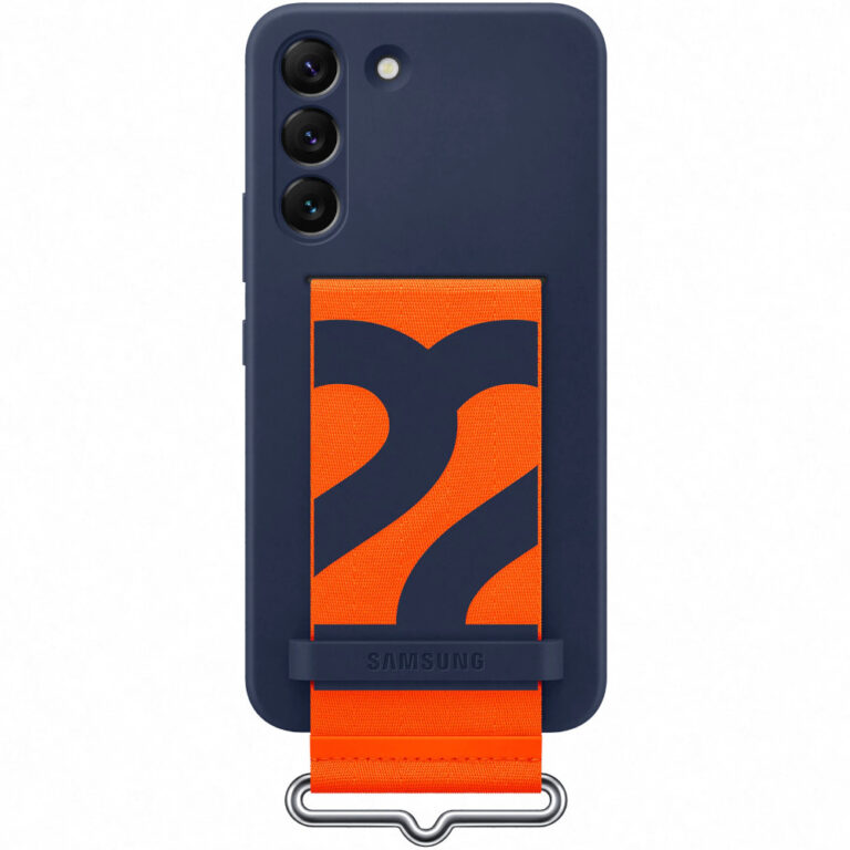 Husa de protectie Samsung Silicone Cover with Strap pentru Galaxy S22, Navy