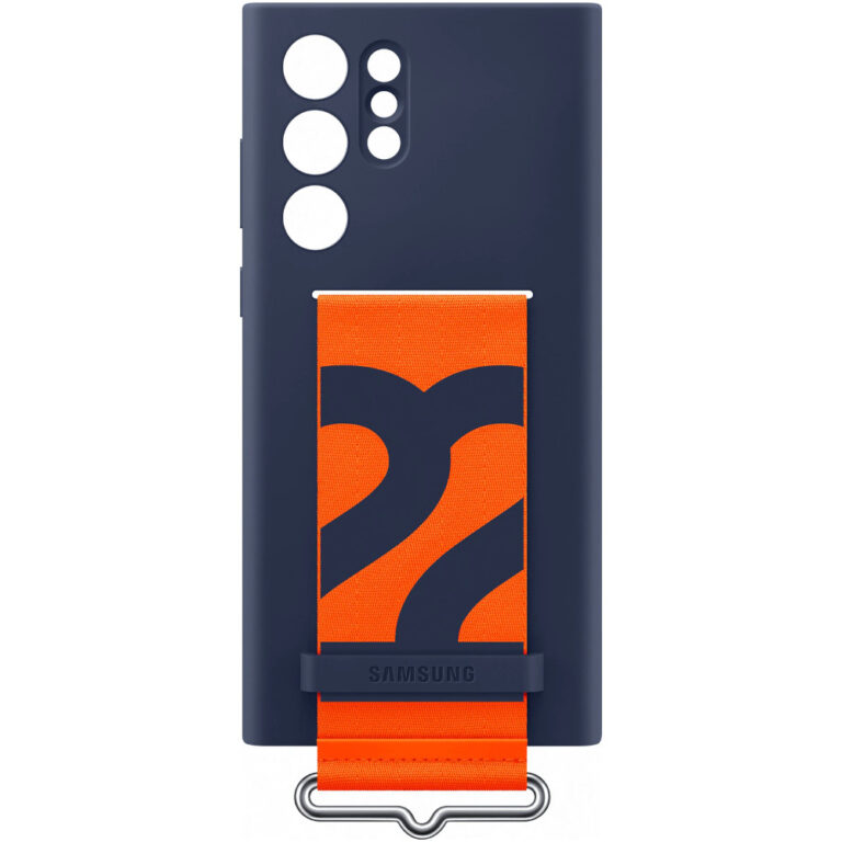 Husa de protectie Samsung Silicone Cover with Strap pentru Galaxy S22 Ultra, Navy
