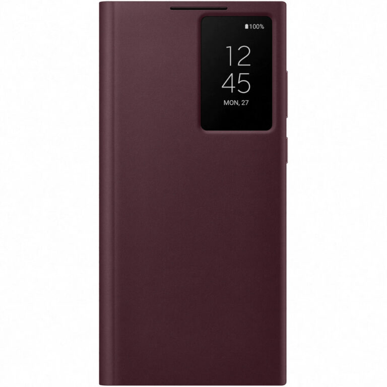 Husa de protectie Samsung Smart Clear View Cover pentru Galaxy S22 Ultra, Burgandy