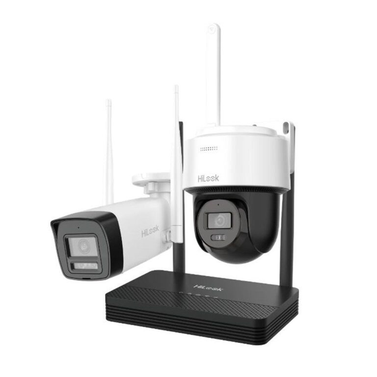 Kit supraveghere WiFi mixt HikVision Easy-Link HiLook IKS-2044BPH-PH/W, 4MP, 2.8 mm, IR 30 / 25 m, lumina alba 25 m, microfon, difuzor, detectie miscare, slot card