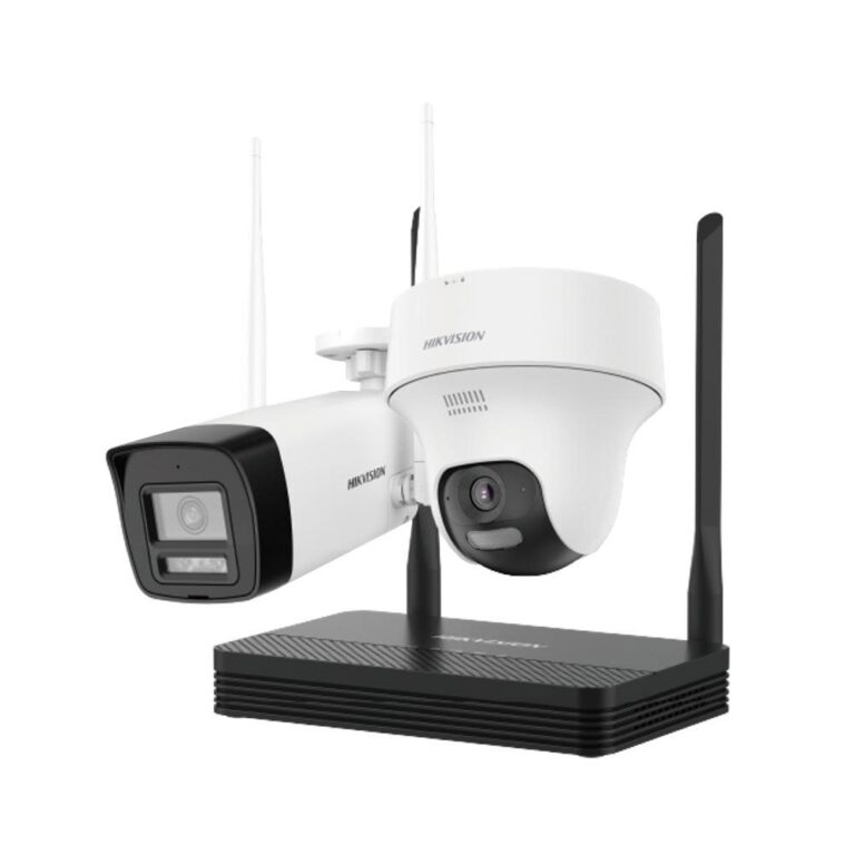 Kit supraveghere WiFi mixt HikVision Easy-Link HiLook IKS-2042BTH-PH/W, 2 MP, 2.8 mm, IR 30 / 20 m, lumina alba 15 m, microfon, difuzor, detectie miscare, slot card