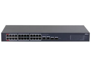 Switch 28 porturi, Dahua CS4228-24GT-240, 24x porturi PoE Gigabit, 2x RJ45 Gigabit uplink, 2x SFP Gigabit, Smart Managed, Watchdog Switch 28 porturi, Dahua CS4228-24GT-240, 24x porturi PoE Gigabit, 2x RJ45 Gigabit uplink, 2x SFP Gigabit, Smart Managed, Watchdog