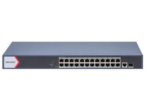 Switch PoE 24 porturi Gigabit, Hikvision DS-3E1526P-EI, putere PoE 370W, transmisie 300m, protectie supratensiune Switch PoE 24 porturi Gigabit, Hikvision DS-3E1526P-EI, putere PoE 370W, transmisie 300m, protectie supratensiune