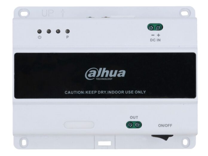 Switch Dahua VTNS1001B-2, 2 fire, RJ45, pentru 4 monitoare si 2 posturi exterioare, montare pe sina, ABS alb