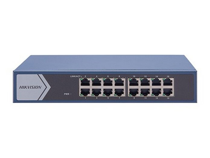 Switch 16 porturi Gigabit Hikvision DS-3E0516-E, fara management, 220V, metal