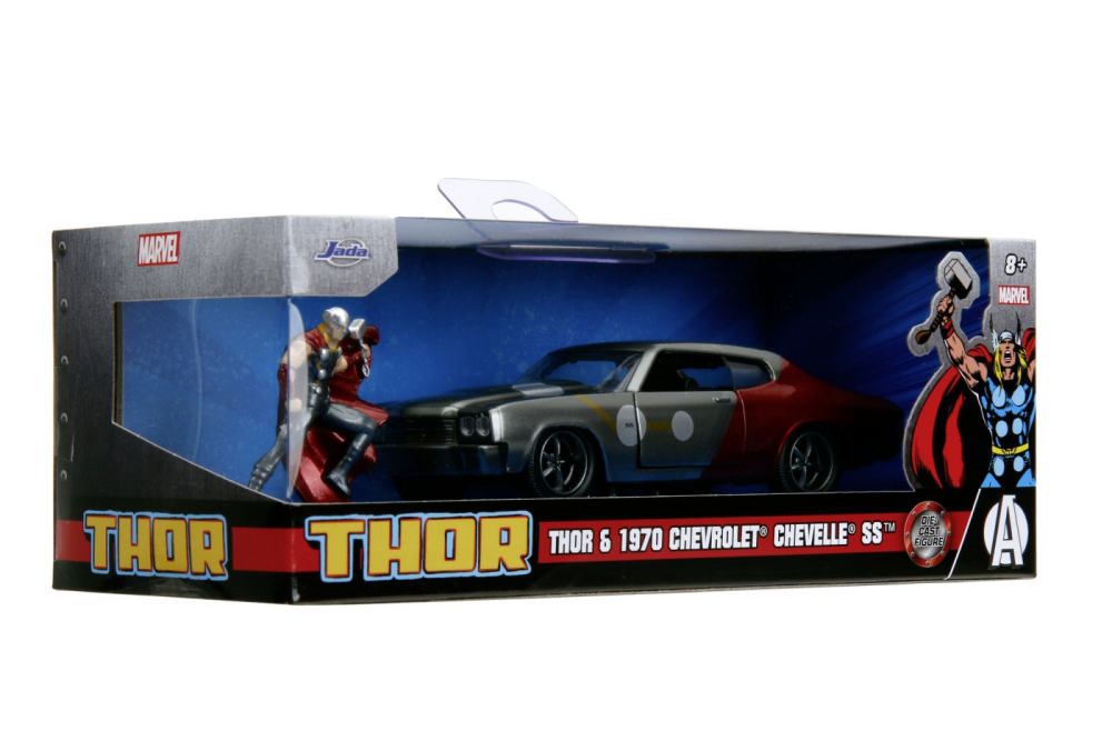 JADA MARVEL SET FIGURINA METALICA THOR SI MASINUTA CHEVY CHEVELLE SS SCARA 1 LA 32 JADA MARVEL SET FIGURINA METALICA THOR SI MASINUTA CHEVY CHEVELLE SS SCARA 1 LA 32