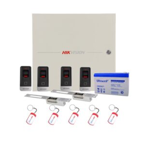 Sistem control acces Hikvision KIT-2UBAC, amprenta, cartela, 13.56 MHz, acumulator, doua usi bidirectionale Sistem control acces Hikvision KIT-2UBAC, amprenta, cartela, 13.56 MHz, acumulator, doua usi bidirectionale