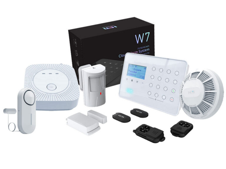 Kit sistem de alarma Wireless antiefractie, 3G/4G, Wi-Fi, 2 zone,1x detector inundatii, 1x detector gaz, 1x detector fum si temperatura, Heyi KIT-HEYI-W7-DDD