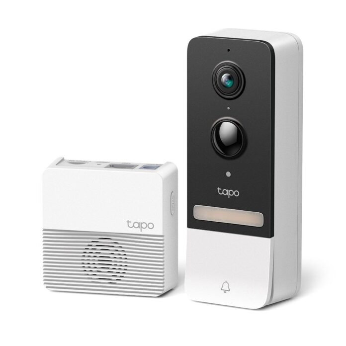 Kit videointerfon exterior IP WiFi TP-Link TAPO D230S1, 5 MP, IR 7.6 m, microfon si difuzor, slot card, aparent, detectie smart, PIR, baterie 6700 mAh, vizualizare de pe telefon
