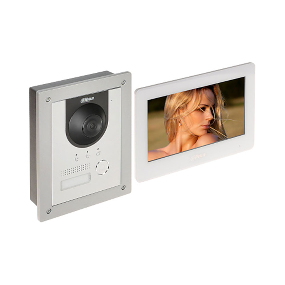 Kit videointerfon IP pe 2 fire Dahua KTD01(F), 2 MP, 7 inch, PoE, aparent Kit videointerfon IP pe 2 fire Dahua KTD01(F), 2 MP, 7 inch, PoE, aparent
