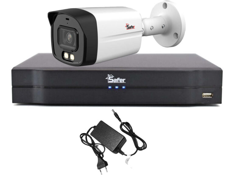 Sistem supraveghere 1 camera exterior FULL HD, LED alb 40m, DVR 4 canale, Safer KIT1EXTFHD