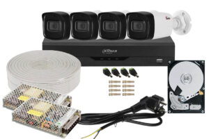 Kit complet de supraveghere exterior, 4 camere 2MP, infrarosu 40M, lentila 3.8mm, Dahua KIT4X2MPEXT80-SAF-I2 Kit complet de supraveghere exterior, 4 camere 2MP, infrarosu 40M, lentila 3.8mm, Dahua KIT4X2MPEXT80-SAF-I2
