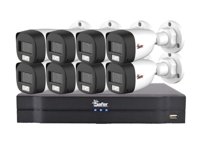 Kit supraveghere video, DVR cu 8 camere tip bullet, smart IR 20m, Safer KIT8EXT20IRSAF