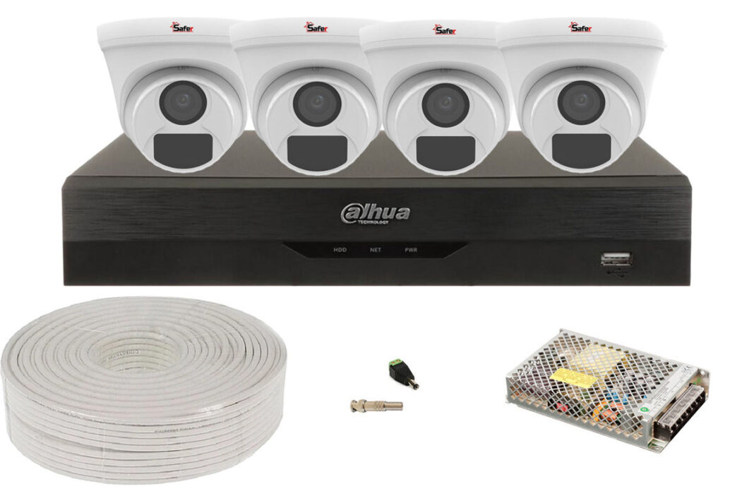 Kit supraveghere 4 camere Safer 2MP Full HD, IR 20 metri, DVR DAHUA, DH-4X1200EMP-A-1