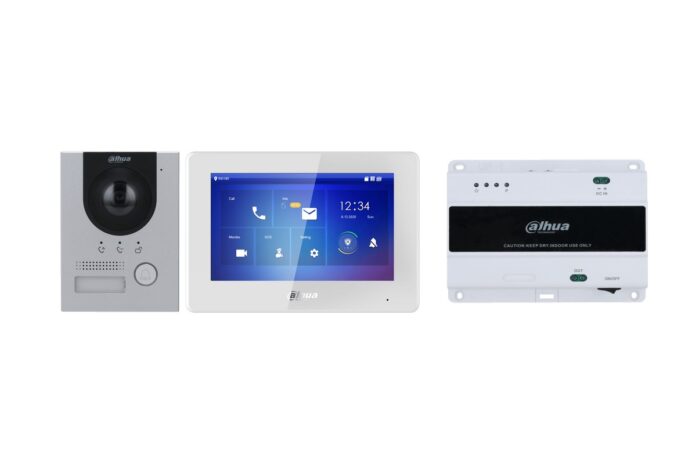 Set videointerfon IP, Dahua, Full HD 2 MP, 7 inch, Iluminator IR, MicroSD, PoE, Indice protectie IK07 si IP65, KTD01-S2(F)