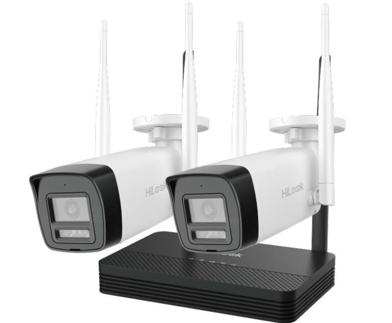Kit supraveghere IP wireless HiLook EasyLink IKS-2044BH-PH/W, 2 camere bullet, 4MP, IR 30m, Audio, slot microSD, NVR 4 canale, 20Mbps