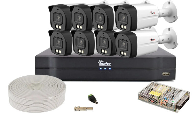 Kit de supraveghere video 8 camere exterior 2MP Full HD, 2.8 mm, IR+LED 40m, Audio, DVR 8 canale, WizSense, Safer KITEXT8FULLHD-2