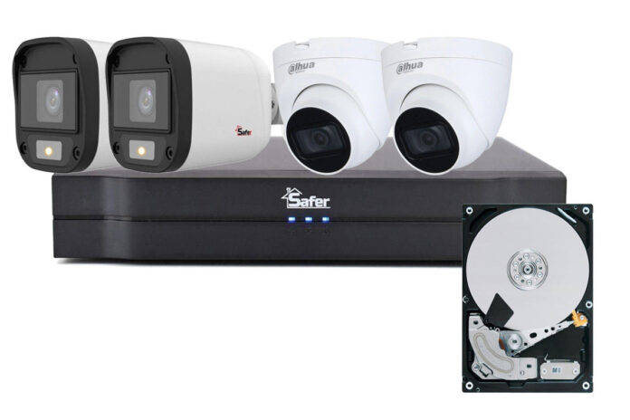 Kit mixt de supraveghere video, 4 camere, 5 MP, DVR 4 canale, HDD 2 TB, Safer KITSAF4X-5MP2028UHDDMX