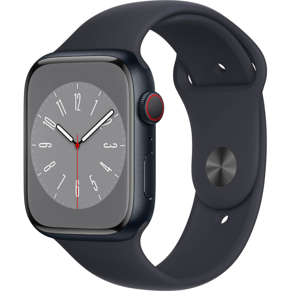 Apple Watch Series 8 GPS + Cellular, 45mm, Silver Aluminium Case, White Sport Band Apple Watch Series 8 GPS + Cellular, 45mm, Silver Aluminium Case, White Sport Band
