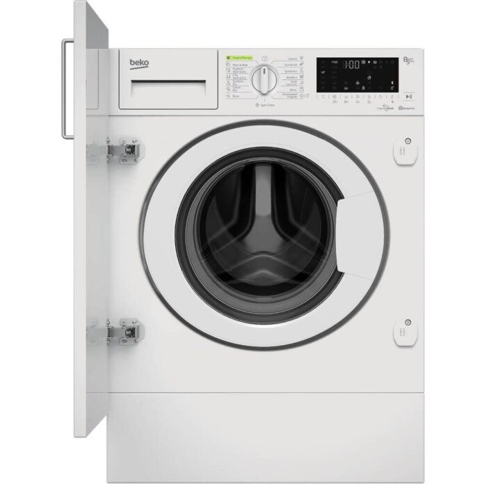 Masina de spalat rufe cu uscator incorporabila Beko HITV8736B0HT, 1400 RPM, 8 kg spalare, 5 kg uscare, 15 programe, Clasa D, Alb