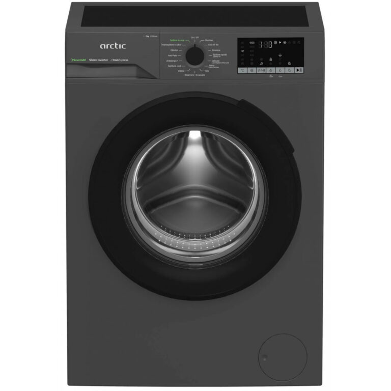 Masina de spalat rufe Arctic APLM2WFSU27211S, 1200 RPM, 7 kg, Improspatare cu abur, SaveInAll, IronExpress, Motor Silent Inverter, Recycled Tub, Steam, Child Lock, Add-In, Antracit, Clasa A