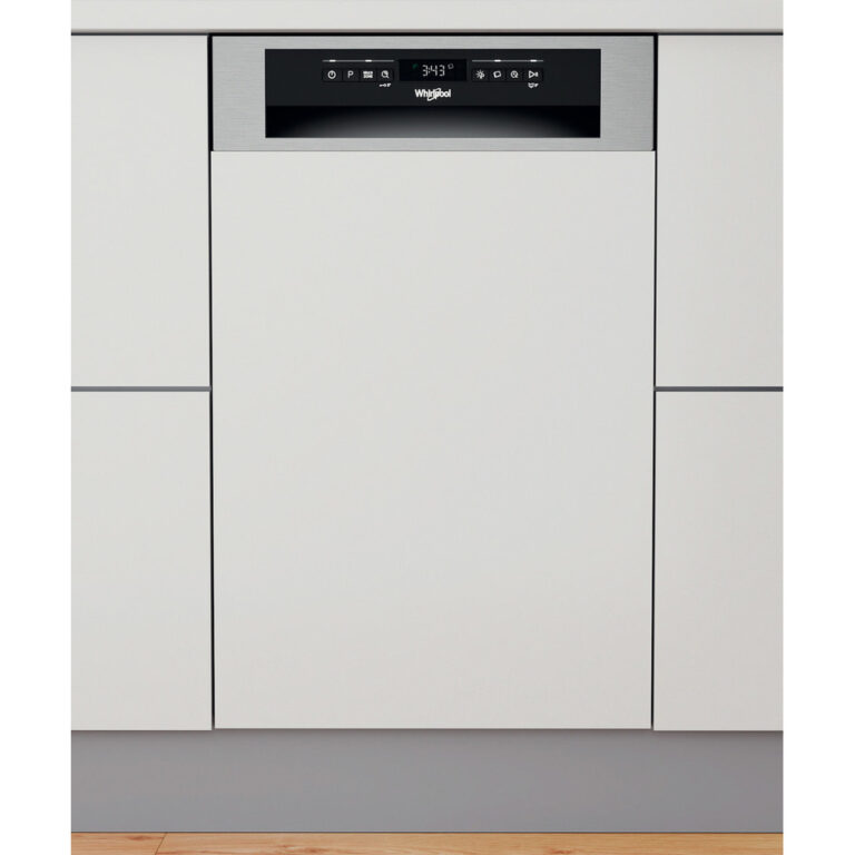 Masina de spalat vase slim semi-incorporabila Whirlpool WSBO3O34PFX, 10 seturi, 8 programe, Clasa D