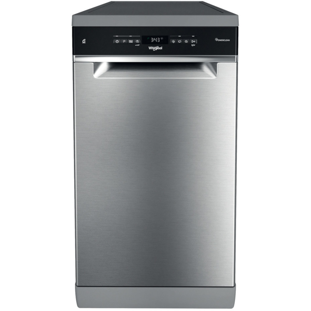 Masina de spalat vase slim Whirlpool WSFO3O34PFX, 10 seturi, 8 programe, Clasa D Masina de spalat vase slim Whirlpool WSFO3O34PFX, 10 seturi, 8 programe, Clasa D