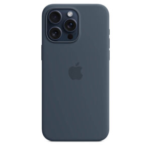 Husa de protectie Apple Silicone Case cu MagSafe iPhone 15 Pro Max, Storm Blue Husa de protectie Apple Silicone Case cu MagSafe iPhone 15 Pro Max, Storm Blue