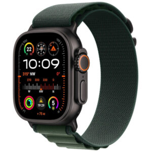 Apple Watch Ultra 2, GPS, Cellular, 49 mm, Carcasa Black Titanium, Dark Green Alpine Loop, Medium Apple Watch Ultra 2, GPS, Cellular, 49 mm, Carcasa Black Titanium, Dark Green Alpine Loop, Medium