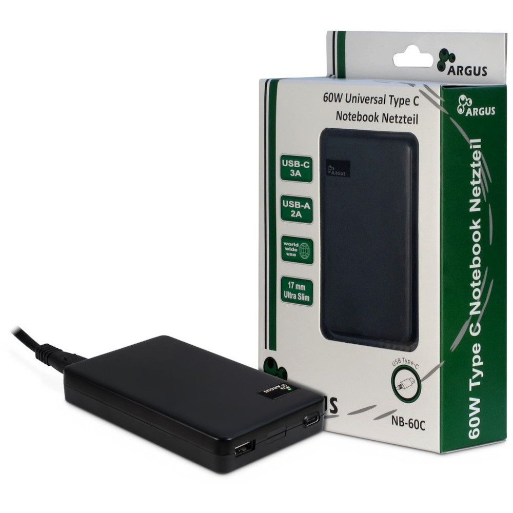 Alimentator laptop Inter-Tech Argus NB-60C, 60W, Negru Alimentator laptop Inter-Tech Argus NB-60C, 60W, Negru