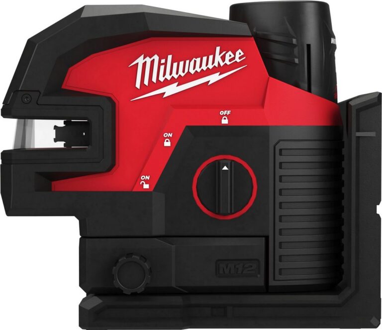 Nivela laser M12 cu linie transversala cu 4 puncte Milwaukee, cu acumulator si incarcator, 4933479203