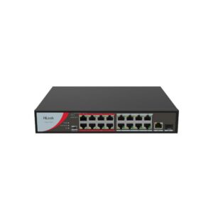 Switch PoE cu 16 porturi HikVision HiLook NS-0318P-130(B), 10/100 Mbps, 7.2 Gbps, 5.356 Mpps, MAC 4K, fara management Switch PoE cu 16 porturi HikVision HiLook NS-0318P-130(B), 10/100 Mbps, 7.2 Gbps, 5.356 Mpps, MAC 4K, fara management
