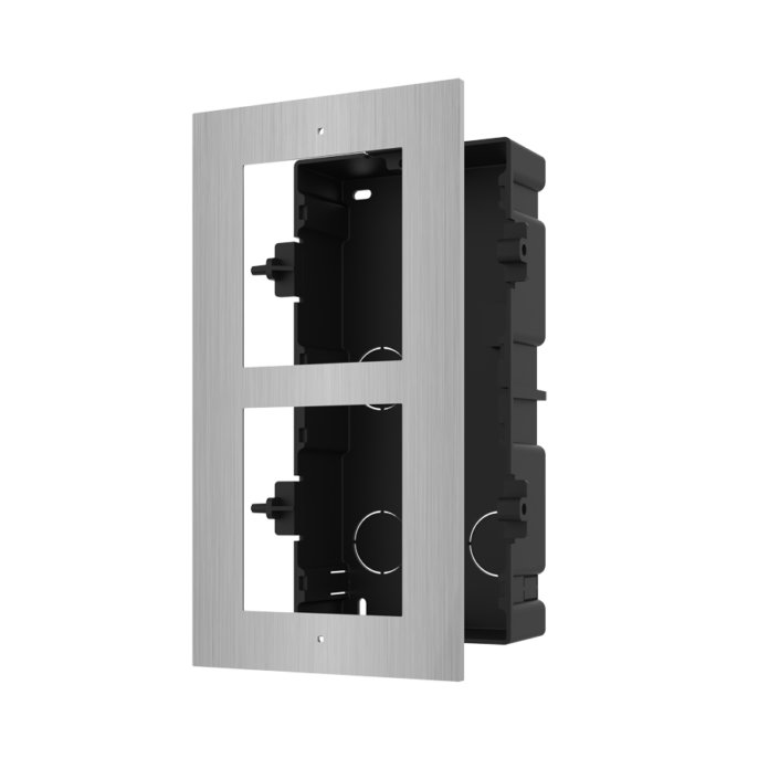 Suport montaj videointerfon modular Hikvision DS-KD-ACF2/S, 2 module, panou inox, cutie incastrata plastic Suport montaj videointerfon modular Hikvision DS-KD-ACF2/S, 2 module, panou inox, cutie incastrata plastic