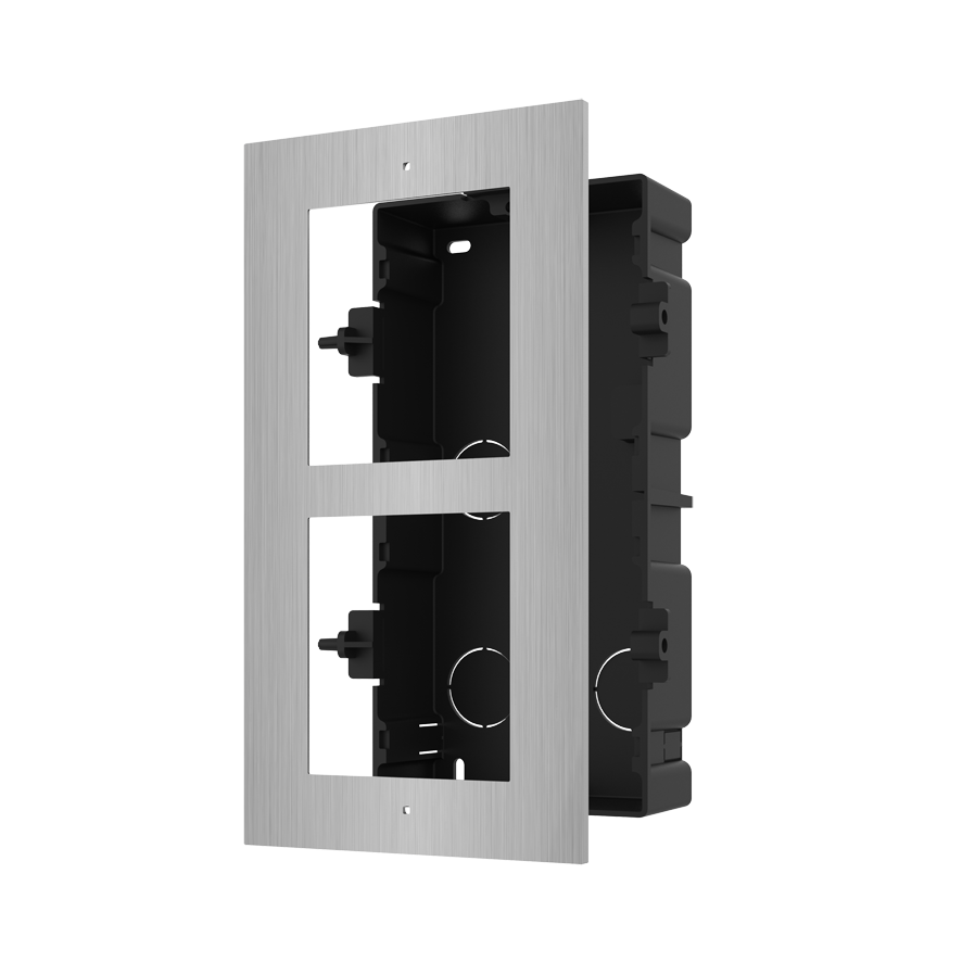 Suport montaj videointerfon modular Hikvision DS-KD-ACF2/S, 2 module, panou inox, cutie incastrata plastic Suport montaj videointerfon modular Hikvision DS-KD-ACF2/S, 2 module, panou inox, cutie incastrata plastic