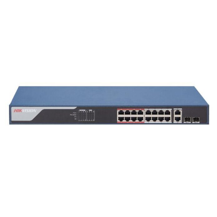 Switch cu 16 porturi PoE Hikvision DS-3E1318P-SI, 16.000 MAC, 100 Mpps, cu management Switch cu 16 porturi PoE Hikvision DS-3E1318P-SI, 16.000 MAC, 100 Mpps, cu management