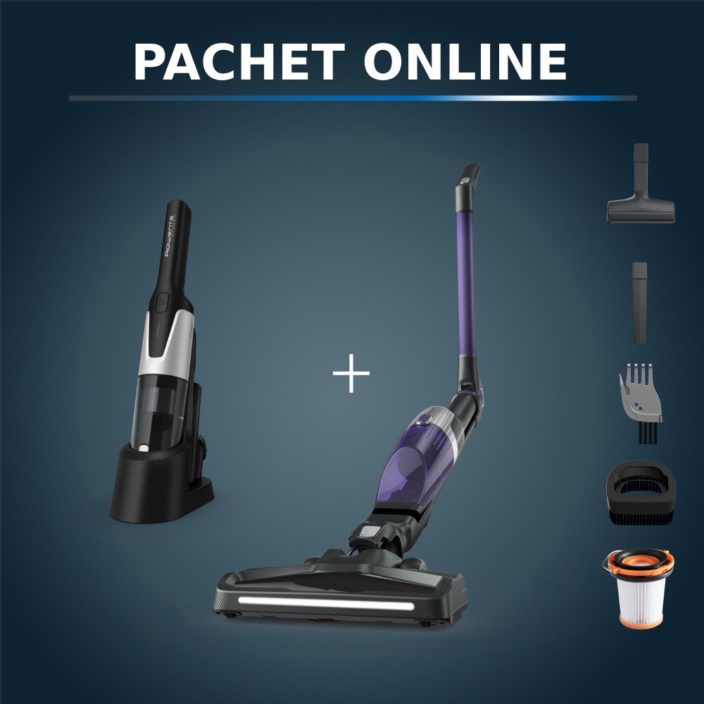 Pachet PROMO Aspirator vertical Rowenta X-TREM Compact 2 in 1 RH1238WO & Aspirator de mână Rowenta X-Touch AC9736WO Pachet PROMO Aspirator vertical Rowenta X-TREM Compact 2 in 1 RH1238WO & Aspirator de mână Rowenta X-Touch AC9736WO