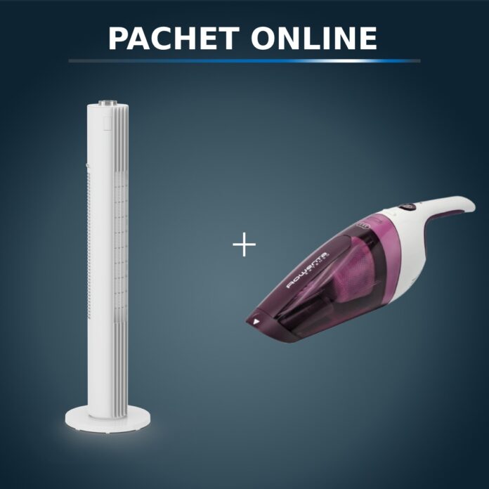 Pachet PROMO Ventilator Rowenta Urban Cool VU6720F0 si Aspirator de mână Rowenta Extenso Dry AC232001 Pachet PROMO Ventilator Rowenta Urban Cool VU6720F0 si Aspirator de mână Rowenta Extenso Dry AC232001