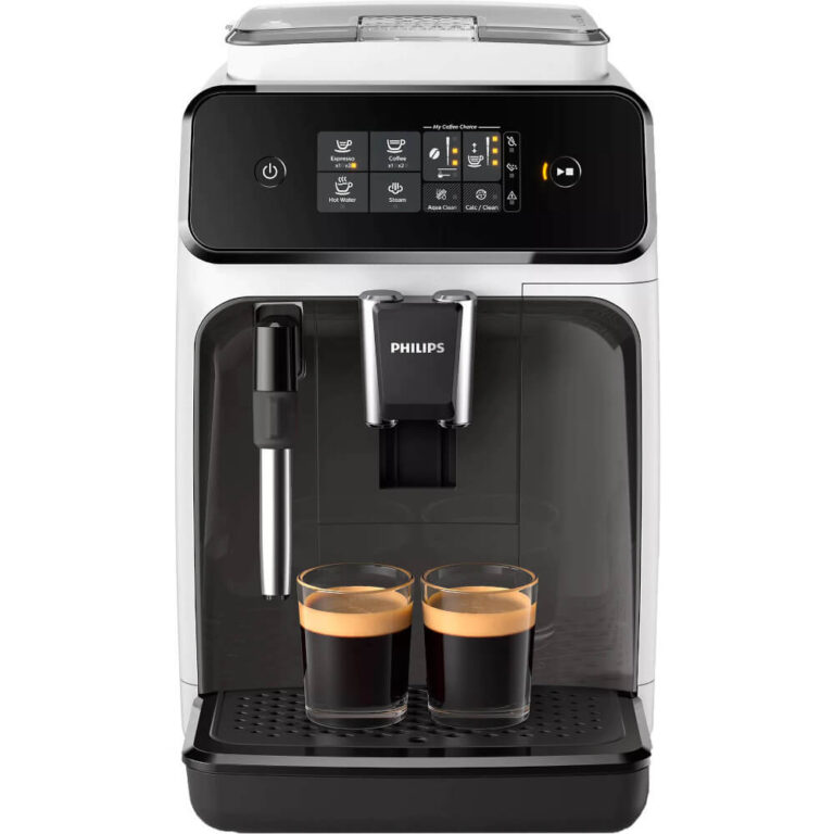 Espressor automat Philips EP1223/00 Seria 1200, 1500W, 15 bar, Sistem clasic de spumare, 2 bauturi, Display LCD, 12 setari macinare, Rasnita ceramica, Alb