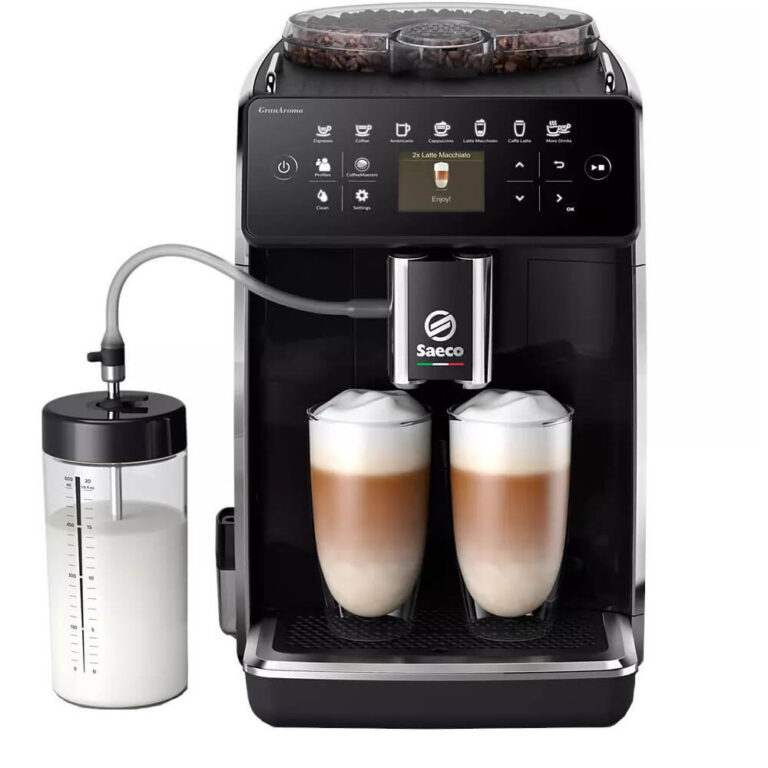 Espressor automat Philips Saeco GranAroma SM6480/00, 1500 W, 1.8 L, 15 bar,  Spumare automata, 14 bauturi, 3 presetari de gust, Negru lucios