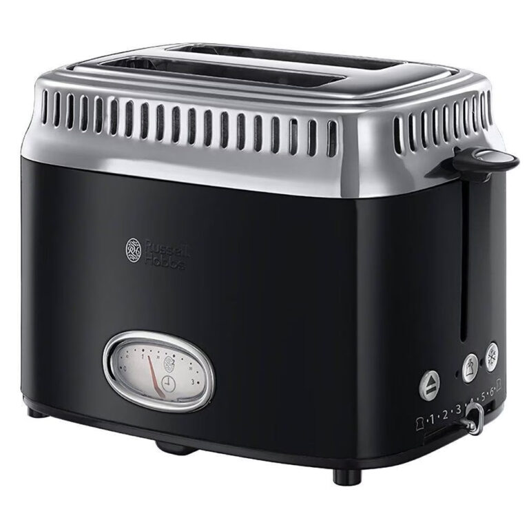 Prajitor de paine Russell Hobbs Retro Classic Noir 21681-56, 1200 W, 2 felii, 6 trepte prajire, Negru