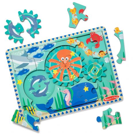 Puzzle educativ din lemn, cu rotite dintate, Oceanul, 8 piese, pentru copii 3 ani+, Melissa&Doug 31003 Puzzle educativ din lemn, cu rotite dintate, Oceanul, 8 piese, pentru copii 3 ani+, Melissa&Doug 31003