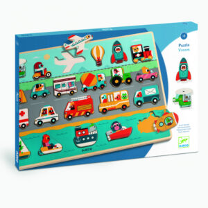 Puzzle lemn Vroom-vroom, Djeco Puzzle lemn Vroom-vroom, Djeco